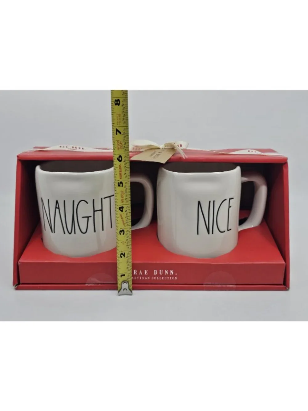 Rae Dunn Naughty & Nice Christmas Coffee Tea Mugs Gift Set of 2 Holiday Ceramic